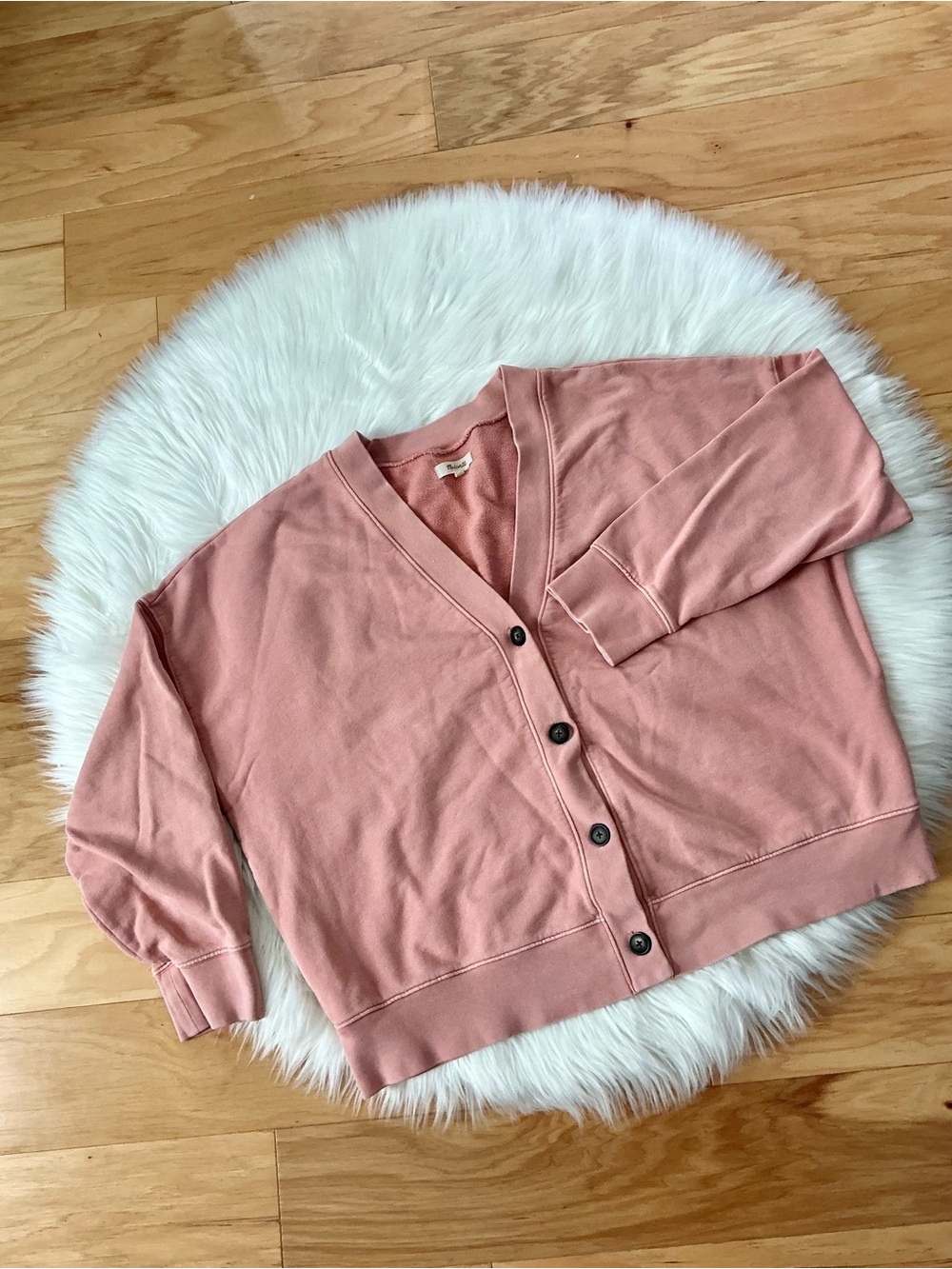 Madewell Pink V-Neck Button-Up Cropped Cardigan Size XL